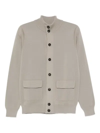 Filippo De Laurentiis Ribbed-trim Cardigan In Gray