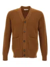 Filippo De Laurentiis Ribbed V-neck Cardigan In Brown