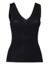 Filippo De Laurentiis Ribbed V-neck Top In Black