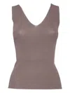 Filippo De Laurentiis Ribbed V-neck Top In Gray