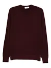 Filippo De Laurentiis Ribbed Wool Sweater In Burgundy