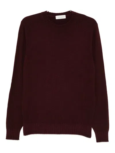 Filippo De Laurentiis Ribbed Wool Sweater In Burgundy