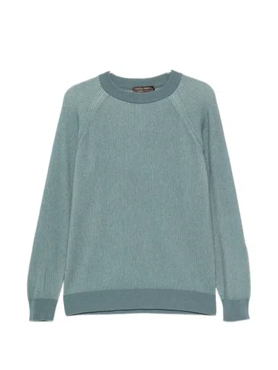 Filippo De Laurentiis Ribbed-knit Raglan-sleeve Sweater In Blue