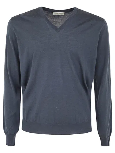 Filippo De Laurentiis Royal Merino Long Sleeves V Neck Sweater In Multi