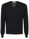 Filippo De Laurentiis Royal Merino Long Sleeves V Neck Sweater In Black