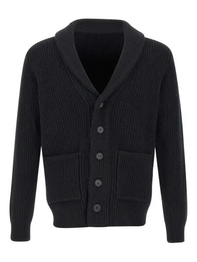 Filippo De Laurentiis Shawl-collar Patch-pocket Cardigan In Black