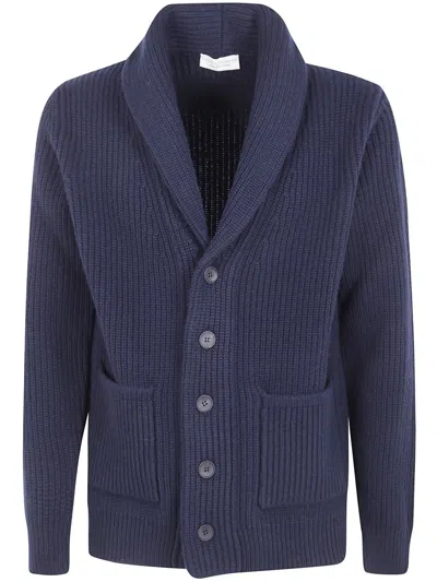 Filippo De Laurentiis Shawl Collar Pocket Cardigan Clothing In Blue