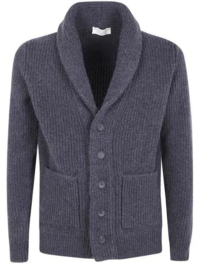 Filippo De Laurentiis Shawl Collar Pocket Cardigan Clothing In Gray