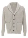 Filippo De Laurentiis Shawl-collar Ribbed Cardigan In Neutral