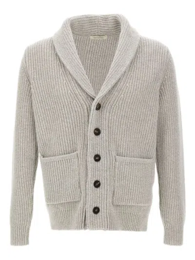 Filippo De Laurentiis Shawl-collar Ribbed Cardigan In Neutral