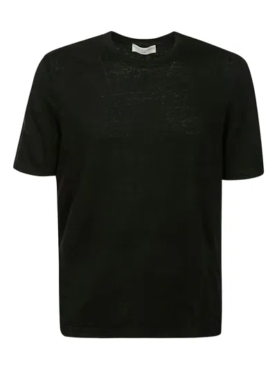 Filippo De Laurentiis Short-sleeve Linen T-shirt In Black