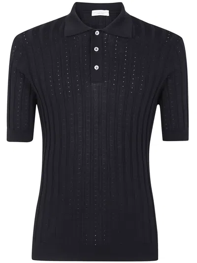 Filippo De Laurentiis Short Sleeves 3 Bottons Polo Shirt Clothing In Black