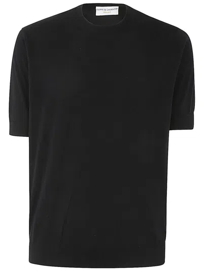 Filippo De Laurentiis Short Sleeves Round Neck Sweater Clothing In Black