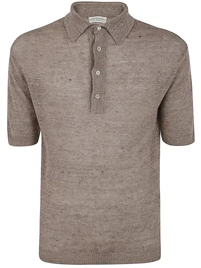 Filippo De Laurentiis Short Sleeves Four Buttons Polo Shirt Clothing In Brown