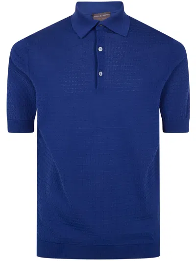 Filippo De Laurentiis Short Sleeves Polo Shirt In Blue