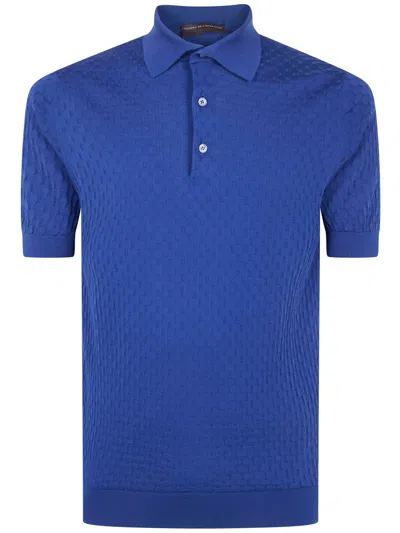 Filippo De Laurentiis Short Sleeves Polo Shirt In Blue