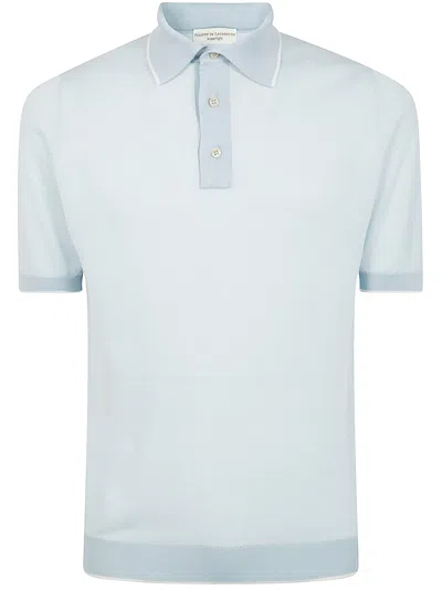 Filippo De Laurentiis Short Sleeves Polo Shirt In Pastel Blue White