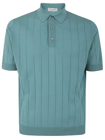 Filippo De Laurentiis Short Sleeves Ribbed Polo Clothing In Blue