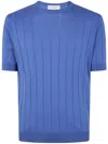 Filippo De Laurentiis Short Sleeves Round Neck Sweater In Blue