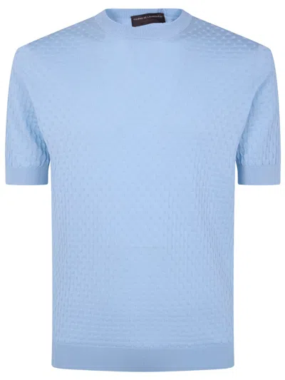 Filippo De Laurentiis Short Sleeves Round Neck Sweater In Blue