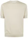 Filippo De Laurentiis Short Sleeves Round Neck Sweater In Beige