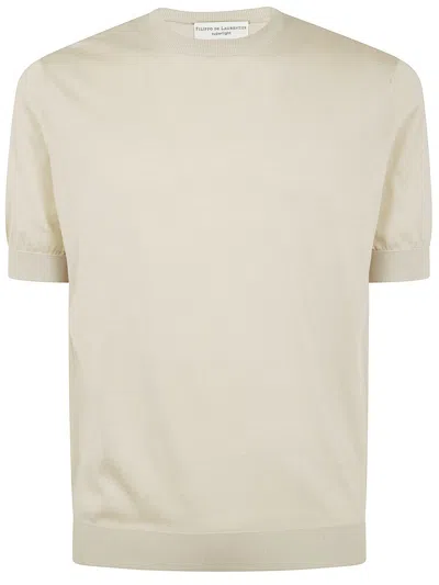 Filippo De Laurentiis Short Sleeves Round Neck Sweater Clothing In Beige