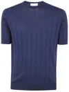 Filippo De Laurentiis Short Sleeves Round Neck Sweater In Blue