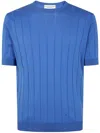 Filippo De Laurentiis Short Sleeves Round Neck Sweater In Blue