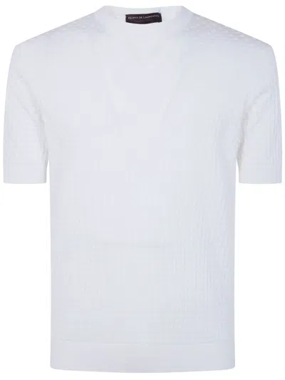 Filippo De Laurentiis Short Sleeves Round Neck Sweater In White