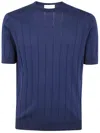 Filippo De Laurentiis Short Sleeves Round Neck Sweater In Indigo