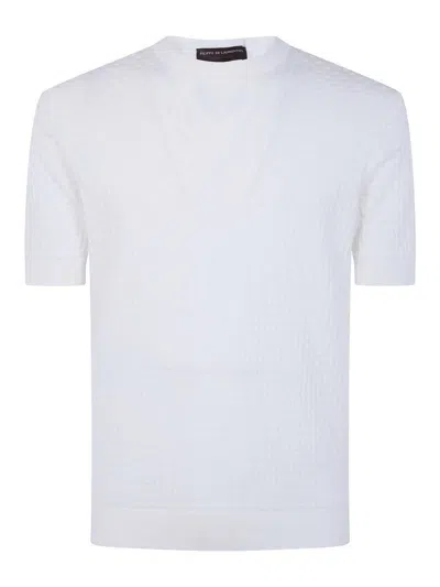 Filippo De Laurentiis Short Sleeves Round Neck Sweater In White