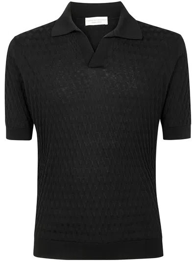 Filippo De Laurentiis Short Sleeves Skipper Polo Shirt In Black
