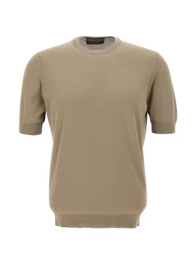 Filippo De Laurentiis Short-sleeve Crêpe Cotton Sweater In Brown