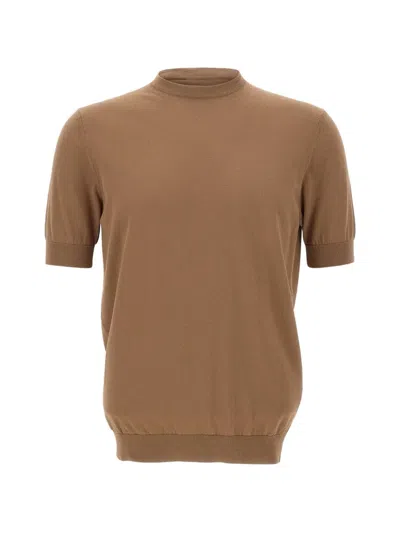 Filippo De Laurentiis Short-sleeve Sweater In Brown