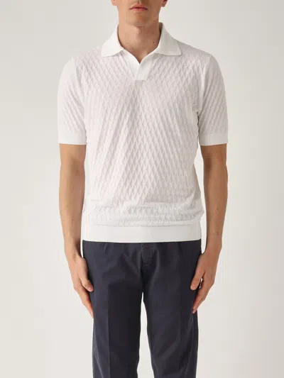 Filippo De Laurentiis Skipper M/c In Crepe Cotton Polo In White