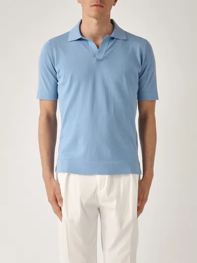 Filippo De Laurentiis Skipper M/c In Crepe Cotton Polo In Blue