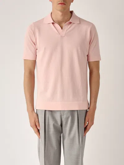 Filippo De Laurentiis Skipper M/c In Crepe Cotton Polo In Pink