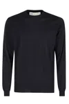 Filippo De Laurentiis Superfine Merino Wool Crew Neck Sweater In Black