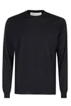 Filippo De Laurentiis Superfine Merino Wool Crew Neck Sweater In Black