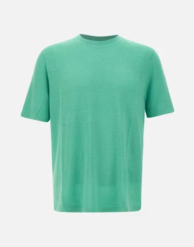 Filippo De Laurentiis Linen Short-sleeve T-shirt In Green