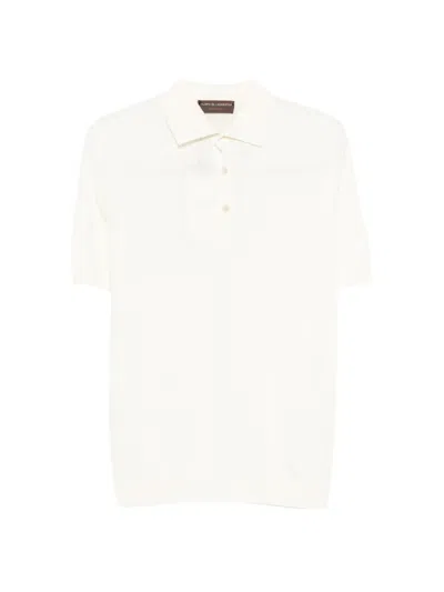 Filippo De Laurentiis Cable Knit Polo Shirt White In Neutral