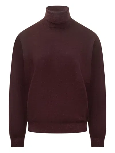 Filippo De Laurentiis Turtleneck Sweater In Burgundy