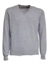 Filippo De Laurentiis V-neck Wool And Cashmere Sweater With Ribbed Detailing In Gray