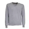 Filippo De Laurentiis V-neck Wool And Cashmere Sweater With Ribbed Detailing In Gray