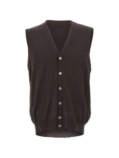 Filippo De Laurentiis V-neck Buttoned Sweater In Brown