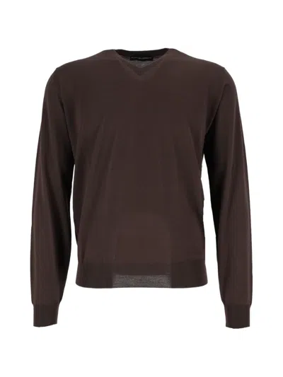 Filippo De Laurentiis V-neck Wool Sweater In Brown