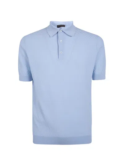 Filippo De Laurentiis Waffle-knit Polo Shirt In Blue