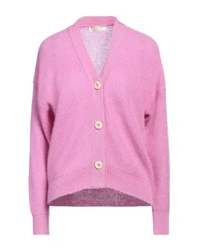 Filippo De Laurentiis Woman Cardigan Mauve Size Xl Mohair Wool, Polyamide, Wool In Purple