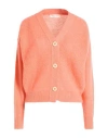 Filippo De Laurentiis Woman Cardigan Salmon Pink Size S Mohair Wool, Polyamide, Wool In Orange
