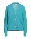 Filippo De Laurentiis Woman Cardigan Turquoise Size M Mohair Wool, Polyamide, Wool In Blue